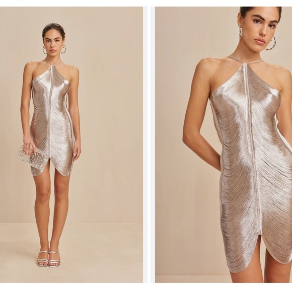 cult gaia Dresses & Skirts - Cult Gaia Mara Mini Dress Silver Medium Party Glam Formal Cocktail Elegant Shiny